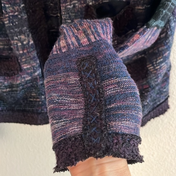 Free People Tweed Knit Silk Wool Angora Button Down Cardigan Size Small - Picture 7 of 9